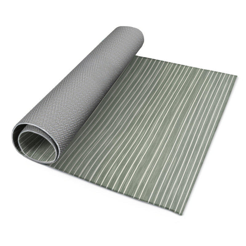 Tapis intérieur / extérieur vert HorizontalStripes, Rectangle 9 pi x 12 pi