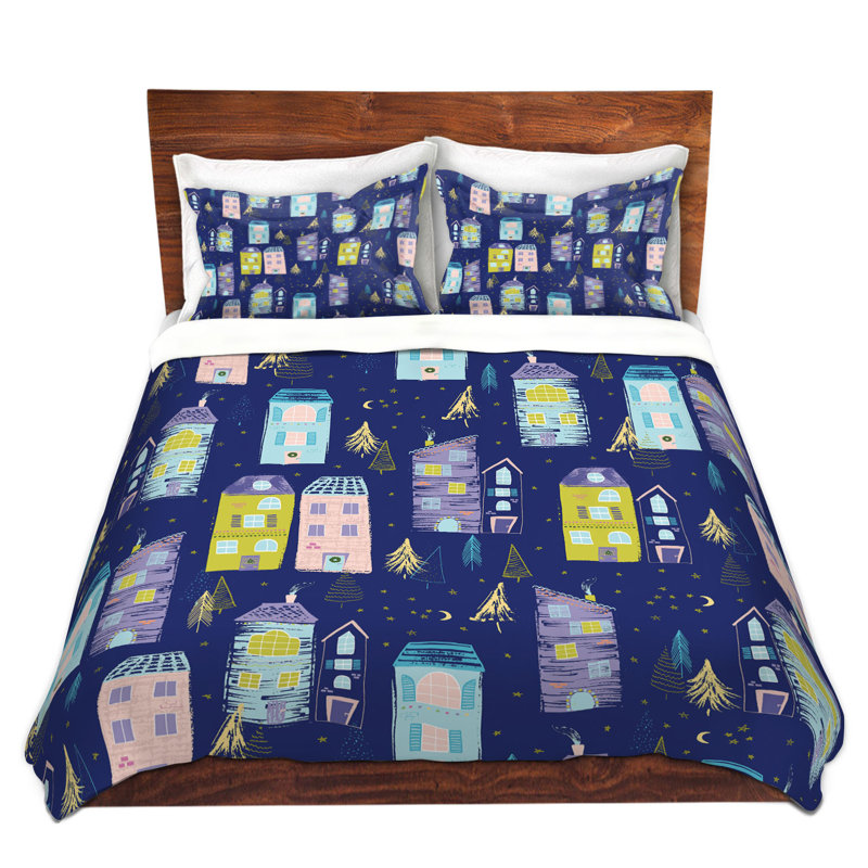 Ensemble de housse de couette christmas town, 1 housse simple + 1 taie standard