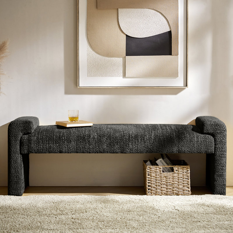 Arlesia Modern Upholstered Accent Bench, Black