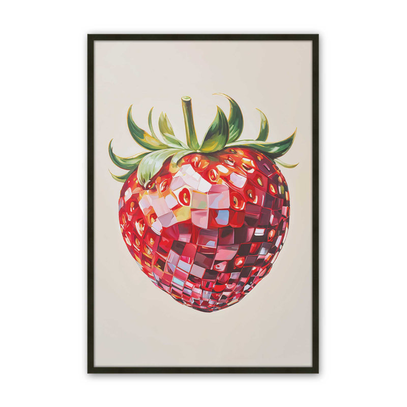 Disco Strawberry Print, 37" H x 25" W, Satin Black