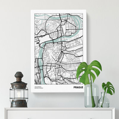 Map Prague Czech Republic - Wrapped Canvas