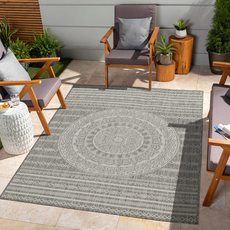 Tapis intérieur / extérieur Sunshine, Argent argent, Tapis de couloir 2 pi 7 po x 7 pi 3 po