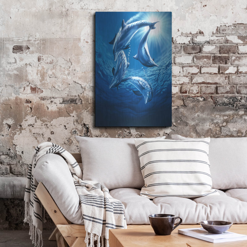 «Dolphin Swing» par Joh Naito sur métal, H 36 po x l 24 po