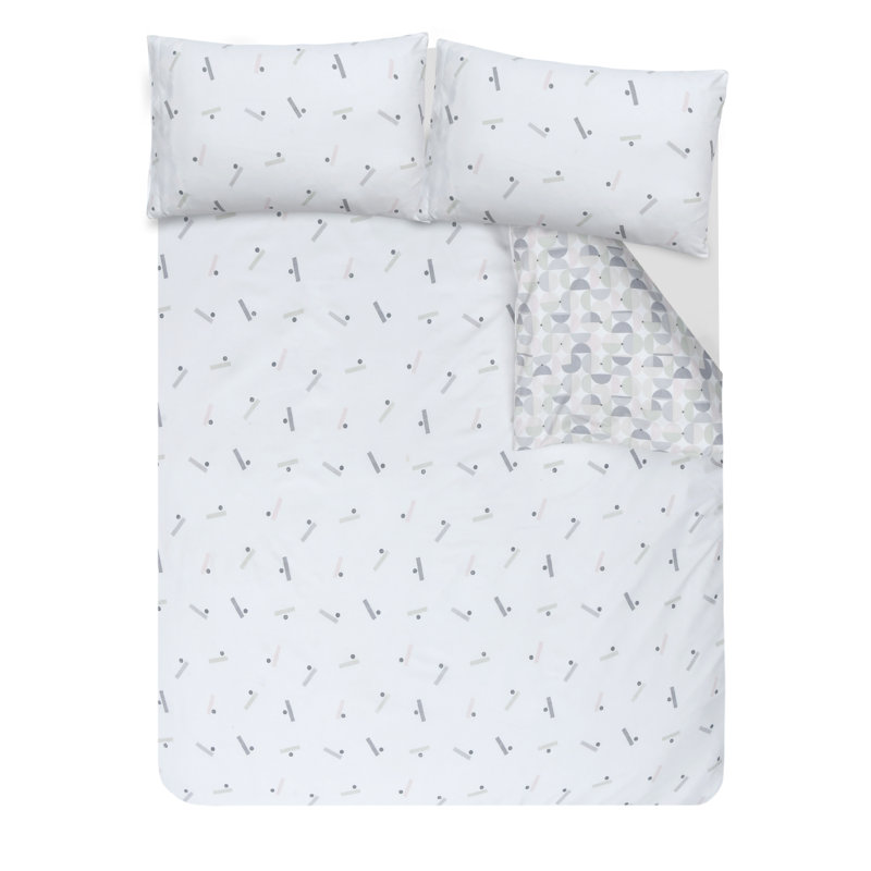 Polyester Geometric Shapes Duvet Cover, King Duvet Cover + 2 Standard Pillowcases, Blue