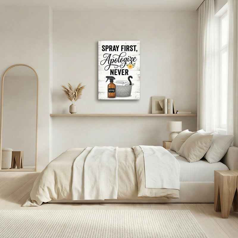 Ensemble de 1 tableau sur toile « Spray First Apologize Never », 24"H x 16"W, Wrapped Canvas