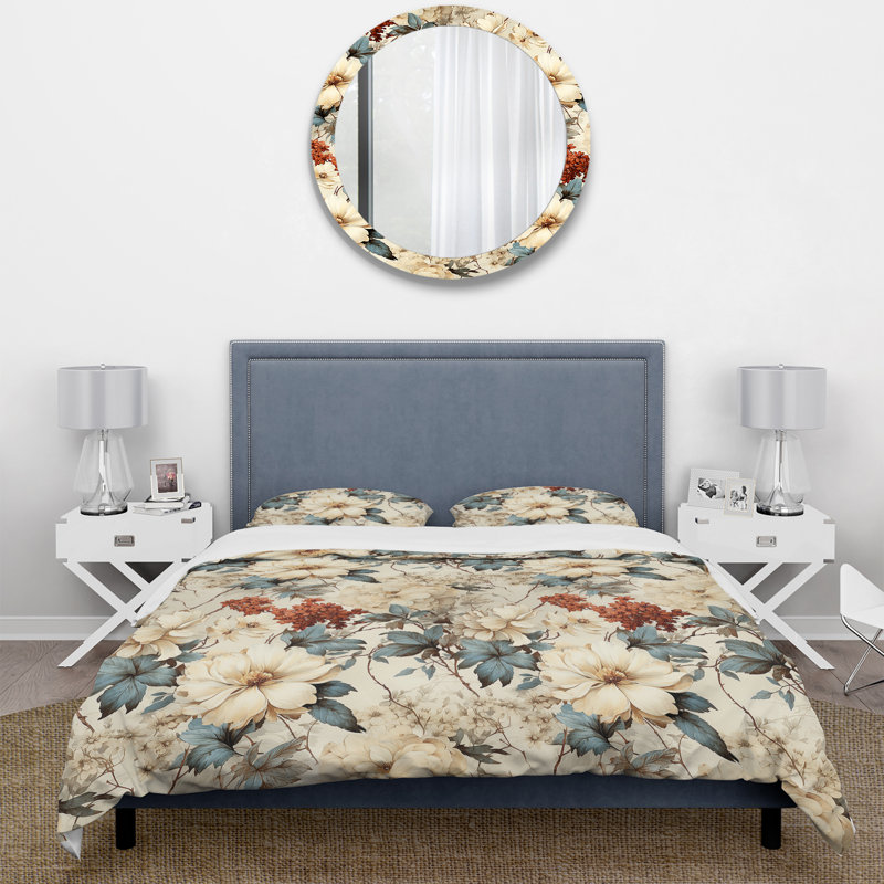 Atrasnu - Floral Duvet Cover Set, Queen Duvet Cover + 2 Standard Shams