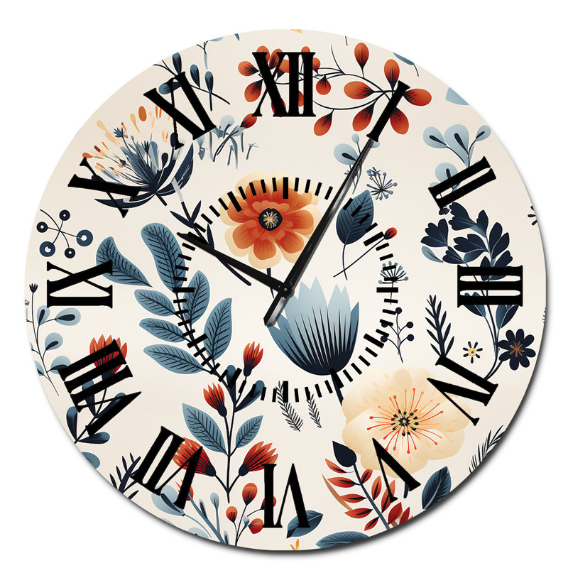 Horloge murale Nordic Blue Bloom, Surdimensionné