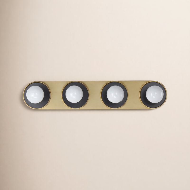 Rocha 4 - Light Dimmable Bath Bar, No, Black/Natural Aged Brass