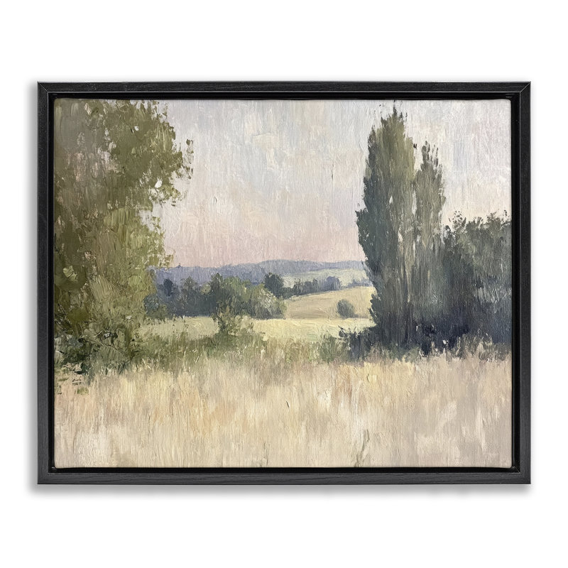 Cadre flottant campagne tranquille et abstrait, design par Petal Prints Design, Cadre flottant noir de jais