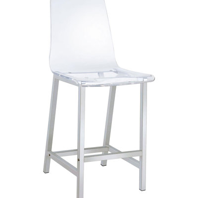 2Pcs Clear Counter Stools - Modern Acrylic Bar Chairs With Resilient Back And Foot Supports For Dining Room Use   Of 2  A Chic Area