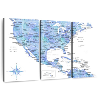 Carte bleue des États-Unis et de la mer des Caraïbes à Aliaz