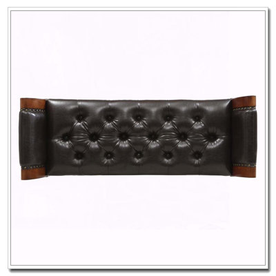 Banc de repose-pieds 54 po en similicuir capitonné à boutons, banc de bout rembourré rétro avec coussin moelleux, structure en bois massif