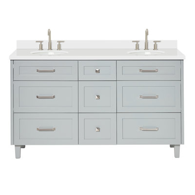 ARIEL Monroe 72 Double Sink Bathroom Vanity with Carrara Quartz Top