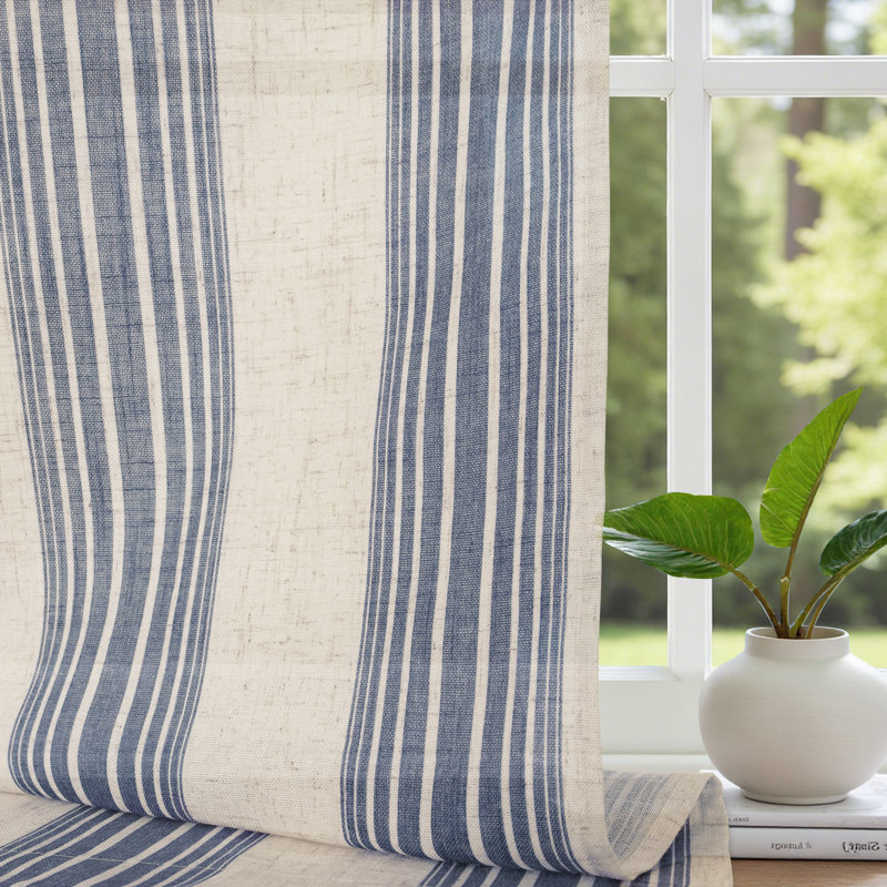 Rideaux semi-transparents avec passe-tringle Chris, Bleu marine jean, L 52 po x L 36 po