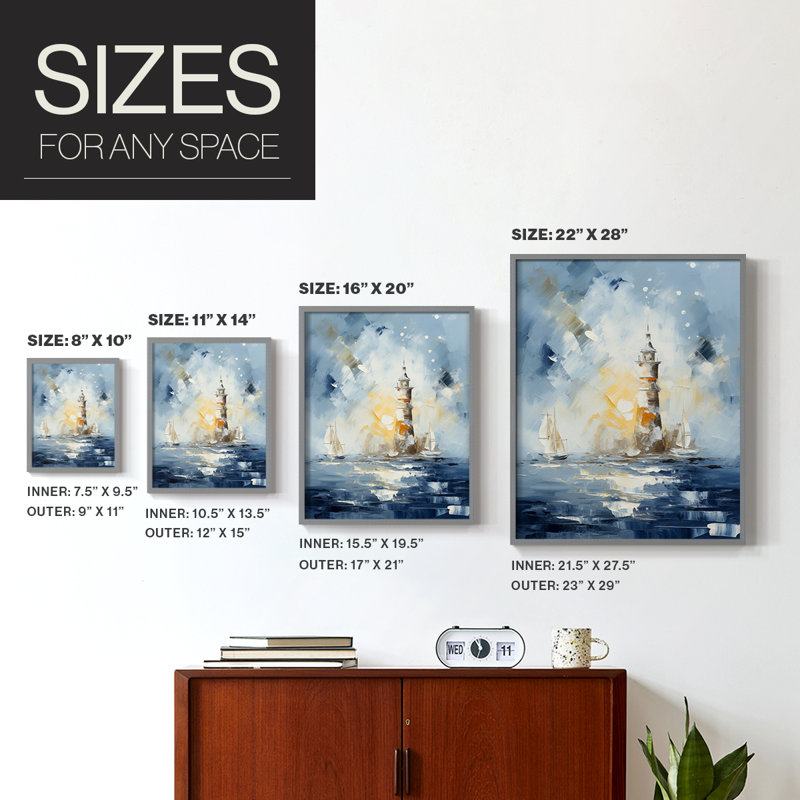 NAUTICAL Series, impression encadrée - bois massif, Gris, H 11 po x l 9 po