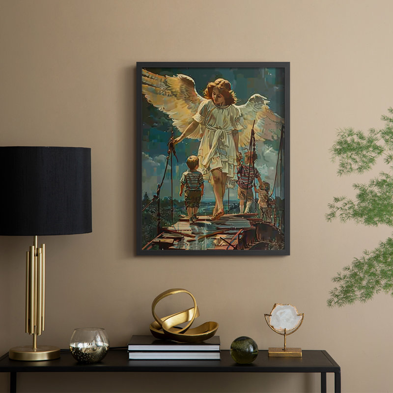 Religious Series CDXL III, reproduction d'art encadrée - bois massif, H 11 po x l 9 po, Noir, noir, noir, noir