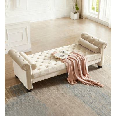 Banc en velours de bouleau American Country Style blanc pour le salon et la chambre à coucher