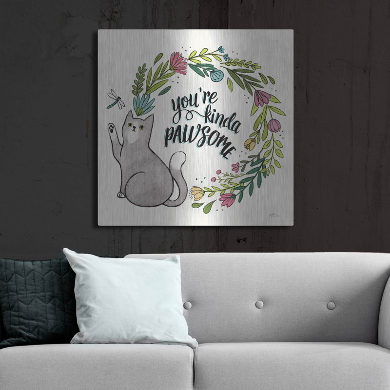 Art mural en métal «Purrfect Garden V3» par Janelle Penner, H 36 po x l 36 po