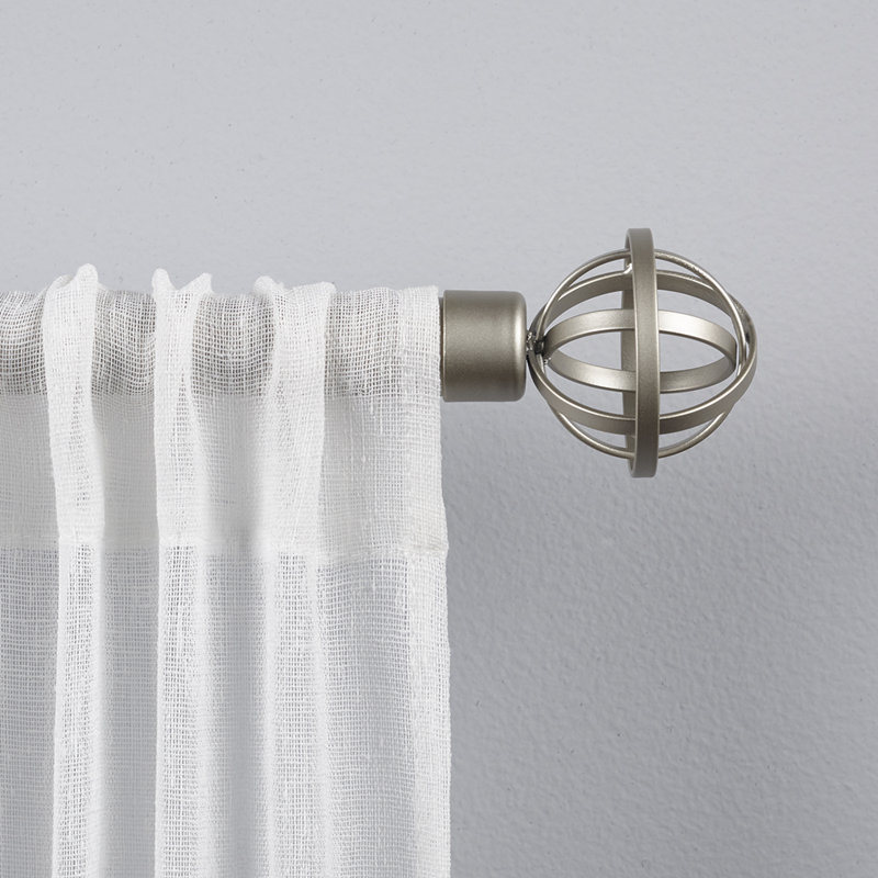 Trevoux Adjustable Single Curtain Rod, 66" - 120", Silver
