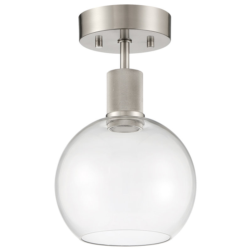 Southglenn Glass Semi Flush Mount, Brushed Steel