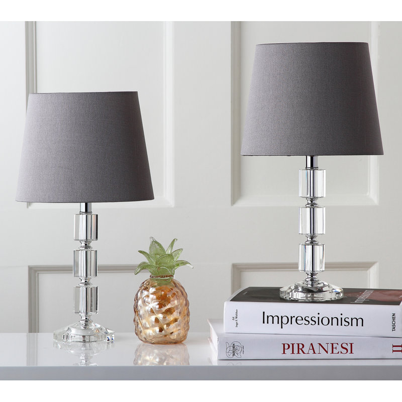 Ensemble de lampes de table en verre transparent 15 po Damore, Gris