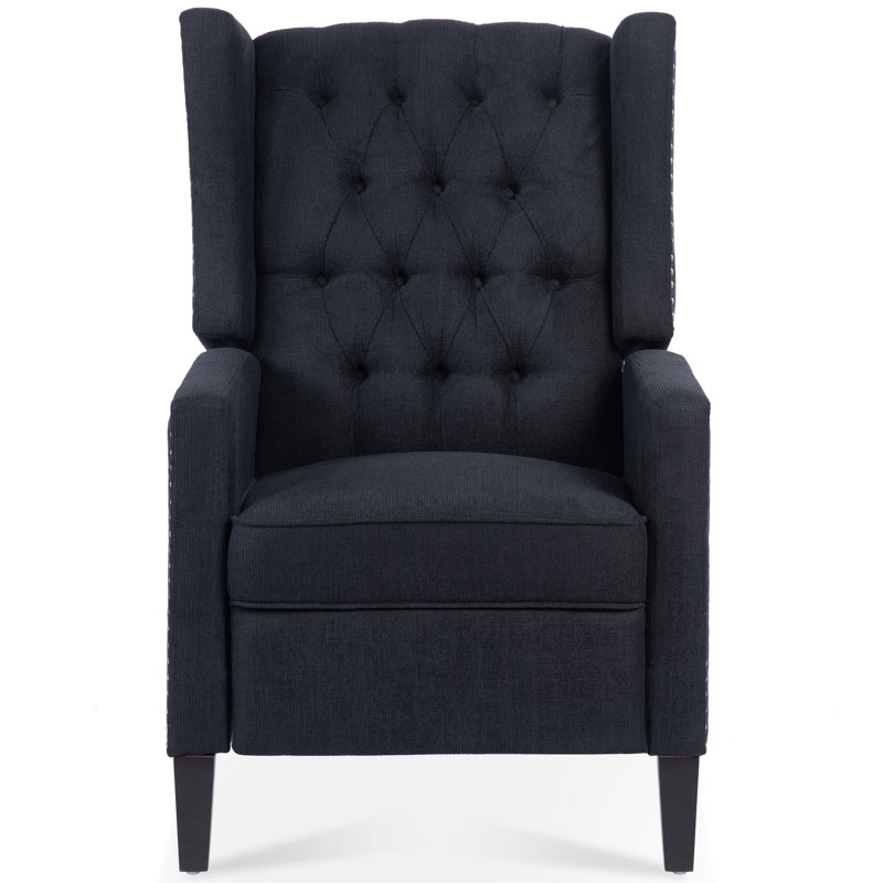 Fauteuil inclinable en tissu de luxe avec design ergonomique de 41,18 po de hauteur et de douceur, Black