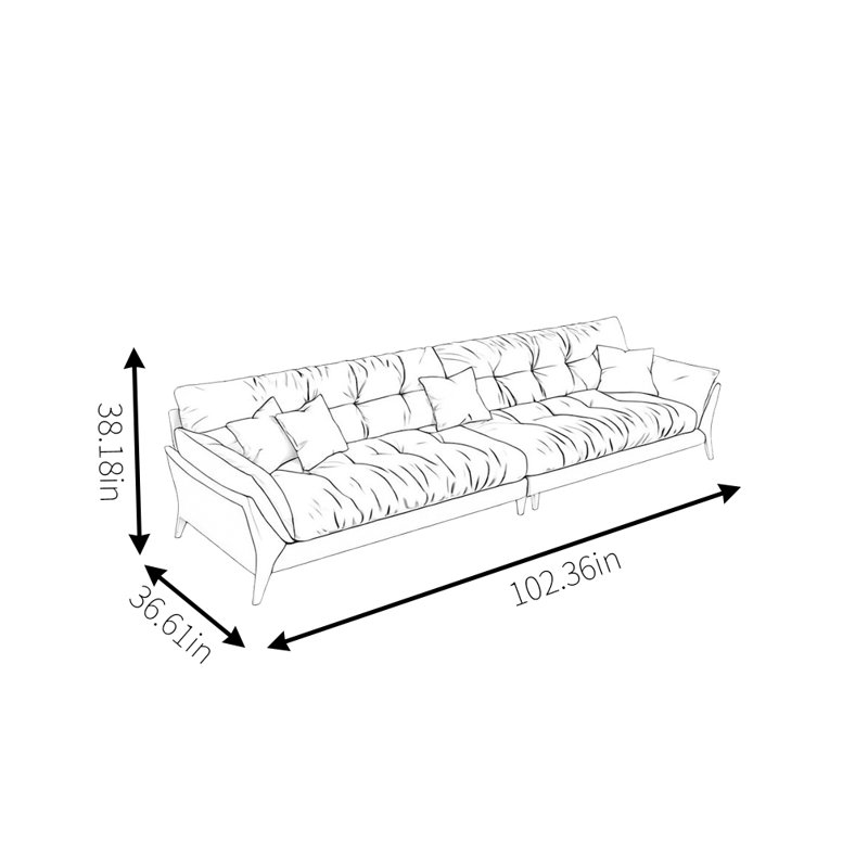 Canapé Modern, 3, H 38,18 po x l 102,36 po x P 36,61 po