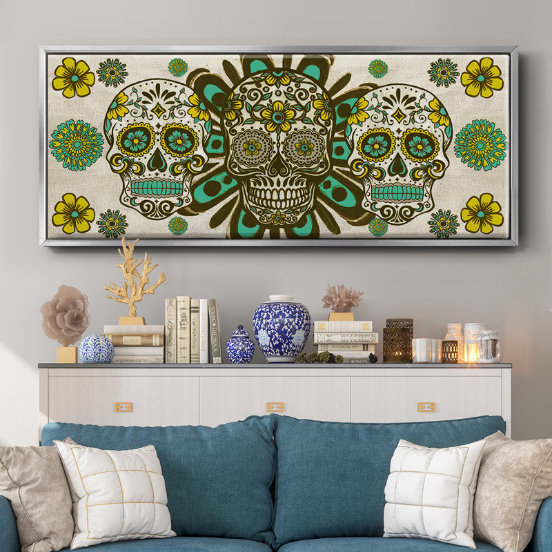 «Dia De Los Muertos Collection D», reproduction sur toile flottante, H 24 po x l 60 po x P 1,5 po, Argent