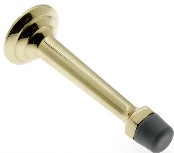 Solid Brass Ring Baseboard Stop, Polished Brass