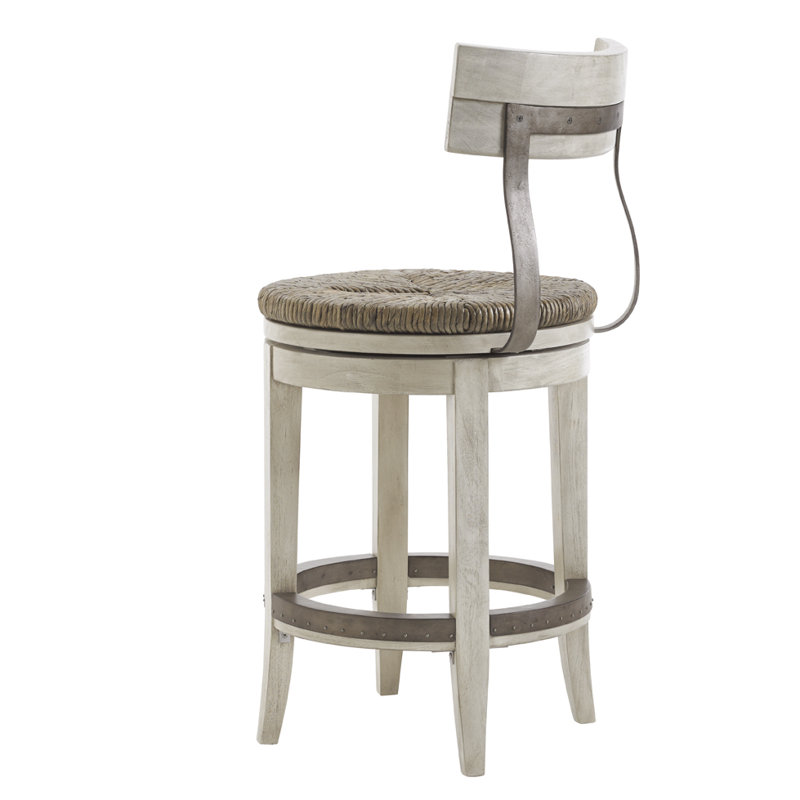 Oyster Bay Swivel Upholstered Stool, Counter Stool (24" Seat Height), Antique White, Kraft Brown