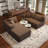 Boneless 108" Cloud Sectional Couch with L-Shape Chaise,4 Seat Modern Modular Sofa with Deep Seat, Upholstered Couches for Living Room Bedroom, with Oversized Chaise Waist Pillows,No Assembly Required-1947006521