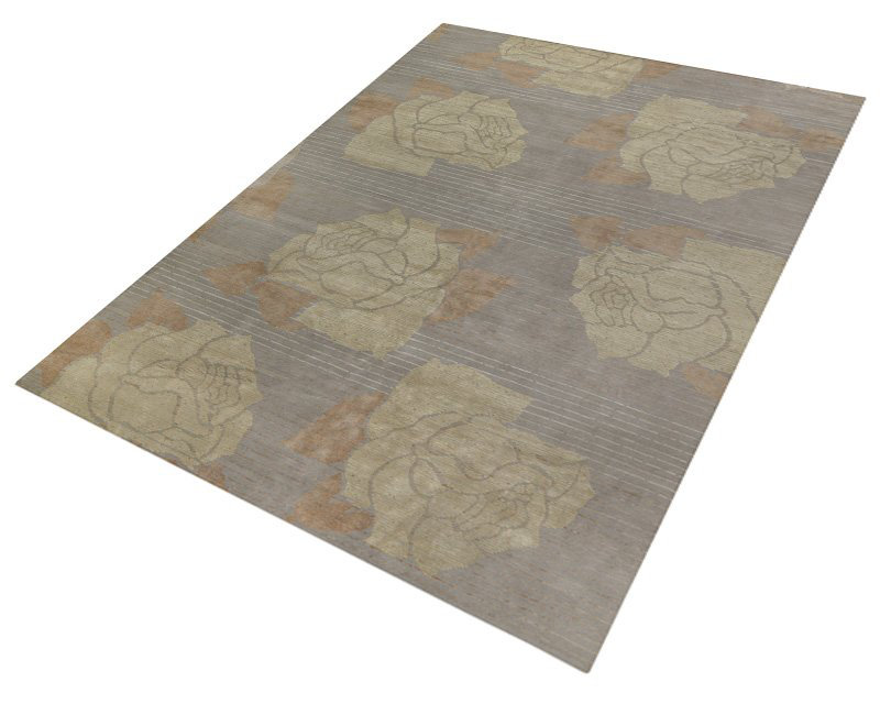 Lux Rose Area Rug in Brown/Gold/Gray, Rectangle 2' x 3'