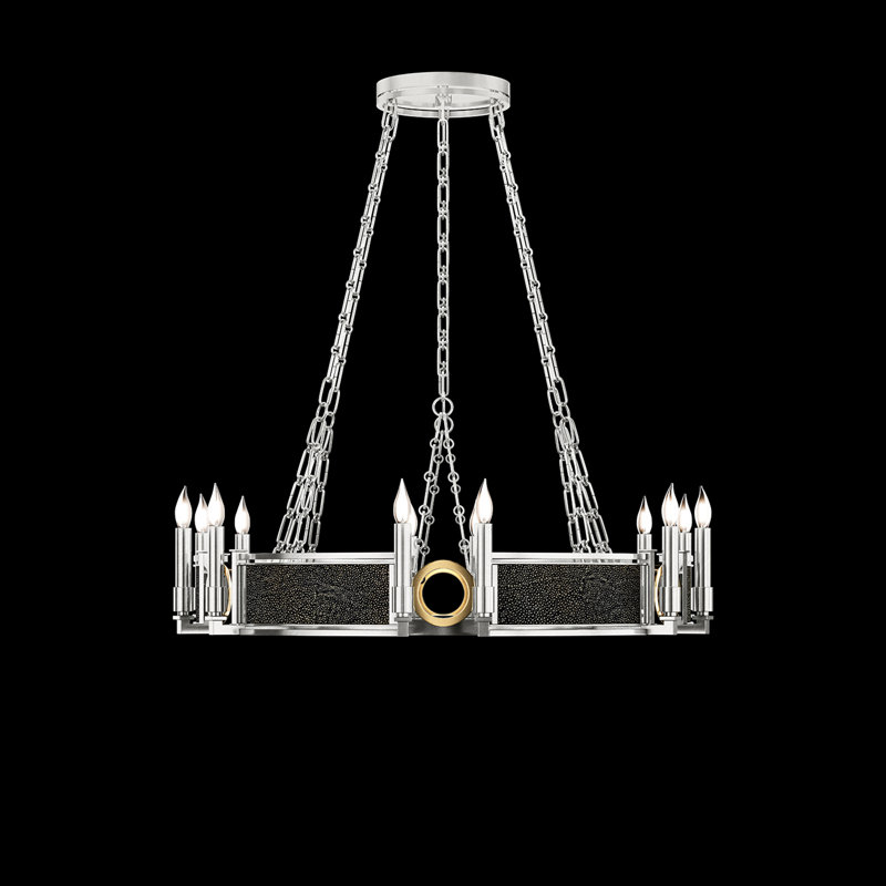 Lustre rond l 35,75 po Mirage, Chevalier noir / argent / laiton
