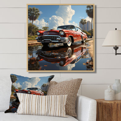 " Classic Retro Vintage Red Car "