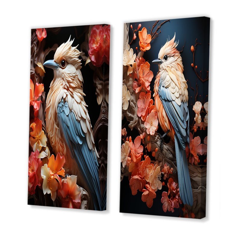 A Pastel Palette Evokes A Feathery Symphony - Bird Canvas Prints Set Of 2, Toile tendue, H 40 po x l 41 po