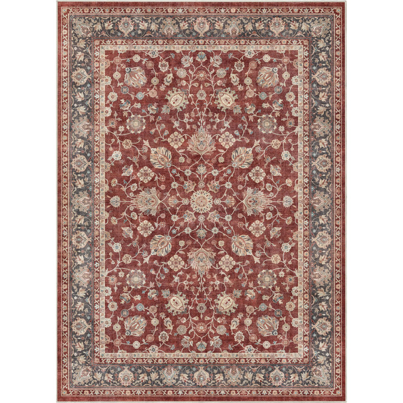 Dyrk Rome Vintage Oriental Persian Red Rug, Rectangle 5'3" x 7'3"