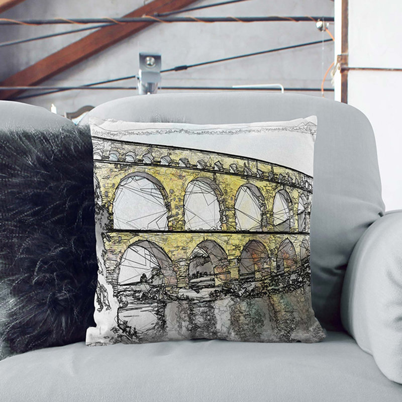 Square Throw Cushion, Stone, 40cm H x 40cm W x 15cm D