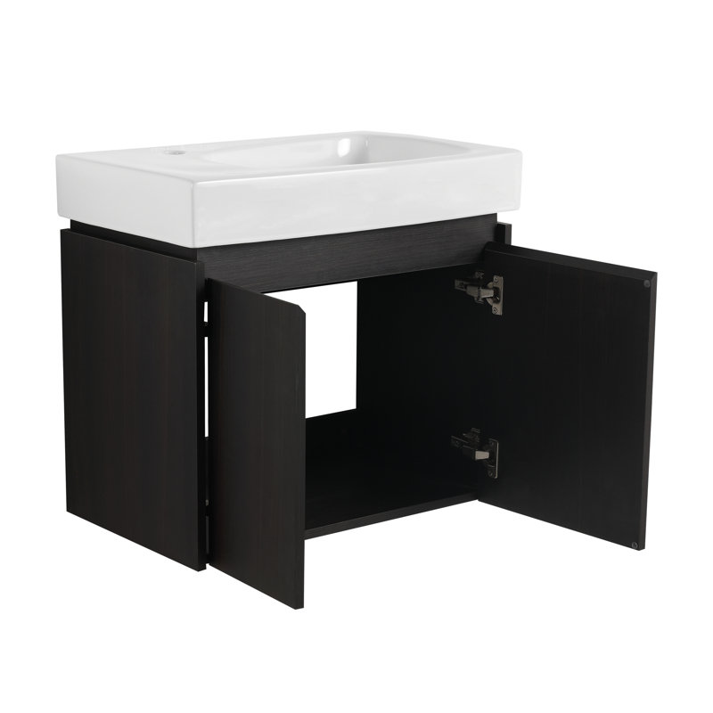 Ensemble de meuble-lavabo mural 24 po Tripp, Noir, noir, noir, noir