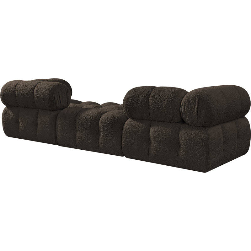 Ames Upholstered Sofa, Brown Boucle Fabric, 2 Corner, 1 Ottoman