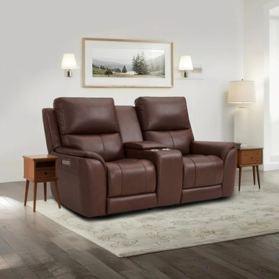 77.5" Triple Power Leather Reclining Loveseat with Zero Gravity Built-In USB Port and Console