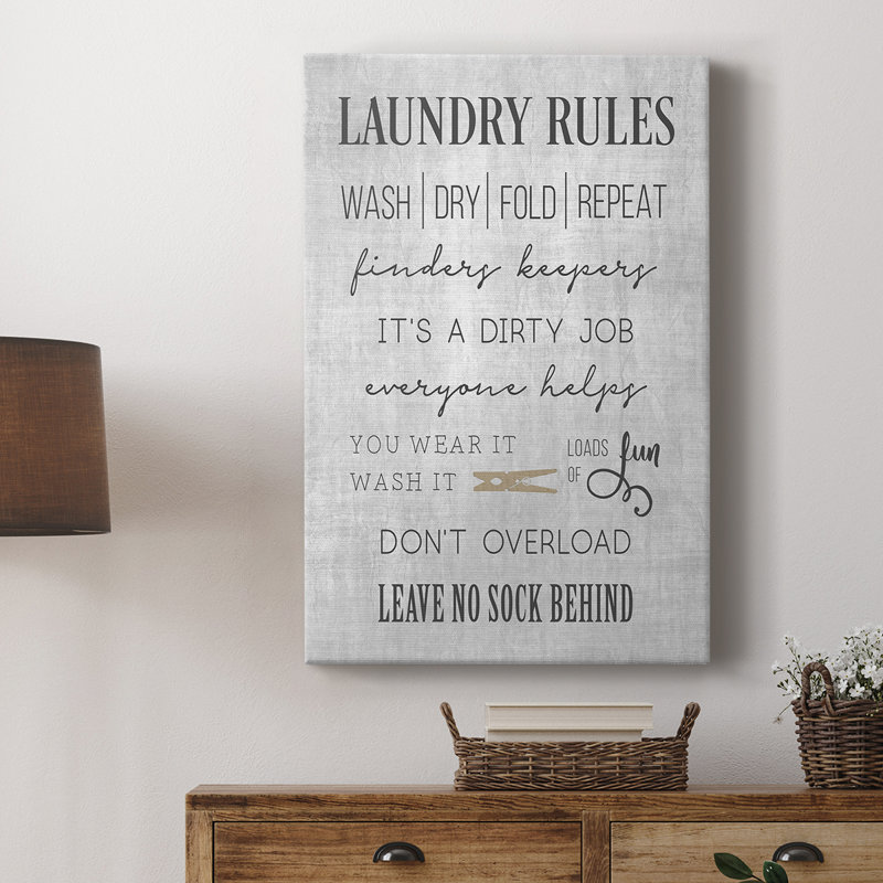 Neutral Laundry Rules -Custom Wrapped Gallery Cavas, 36" H x 24" W