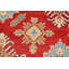 Tapis unique en laine noué à la main 6 pi 7 po rouge et bleu nouvel âge One-of-a-Kind
