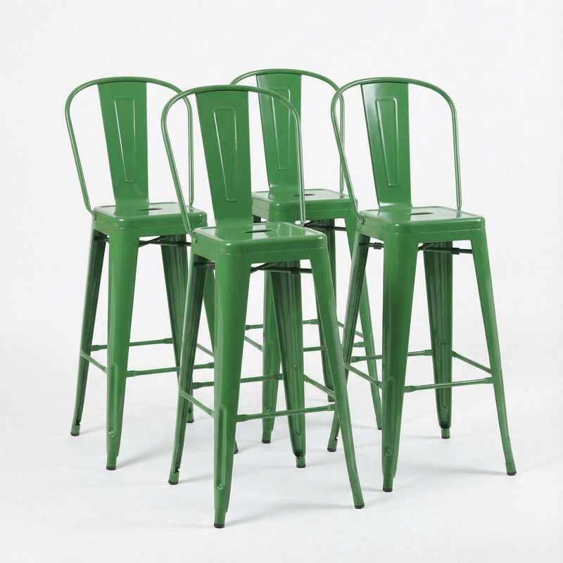 Counter Stool with Metal Frame, Green