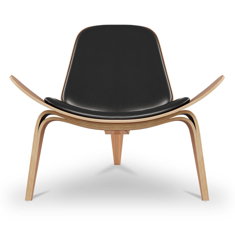 Fauteuil Arch Shell, Cuir noir