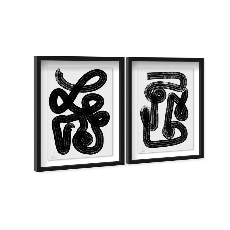 Oliver Gal Tao Sol Art - Set of 2 Abstract - Luxury Shadowbox Framed Wall Art, 46.5" H x 31.5" W