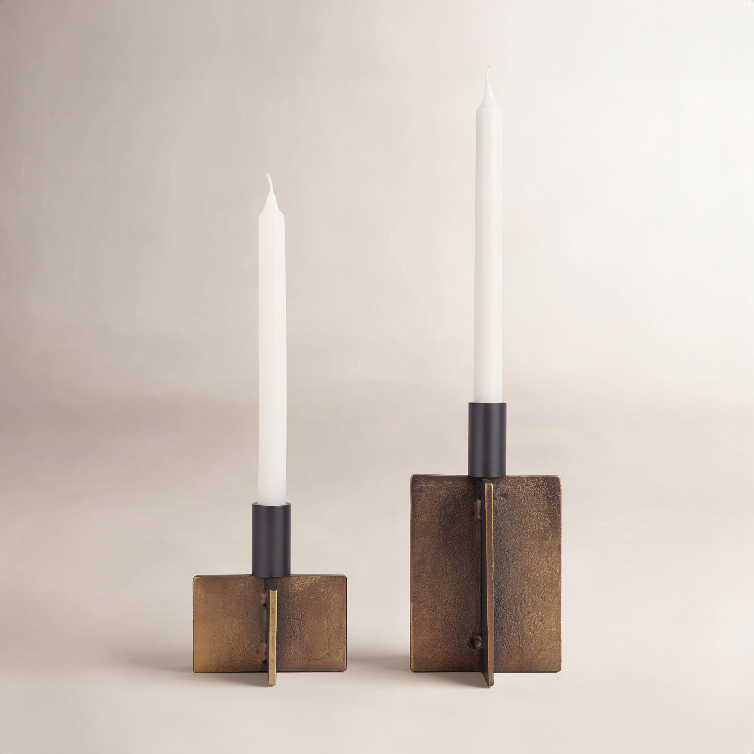 Metal Candlestick Holder, Gold/Black