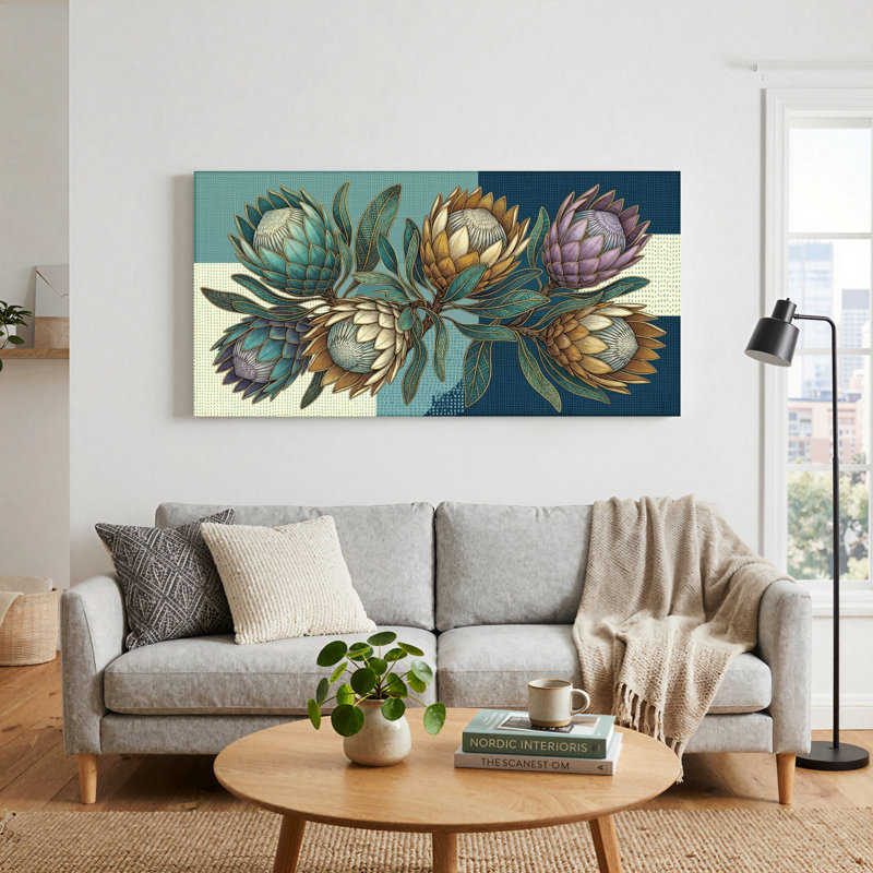 Ensemble d'une toile murale d'art botanique, L 40 po x H 20 po, Toile tendue