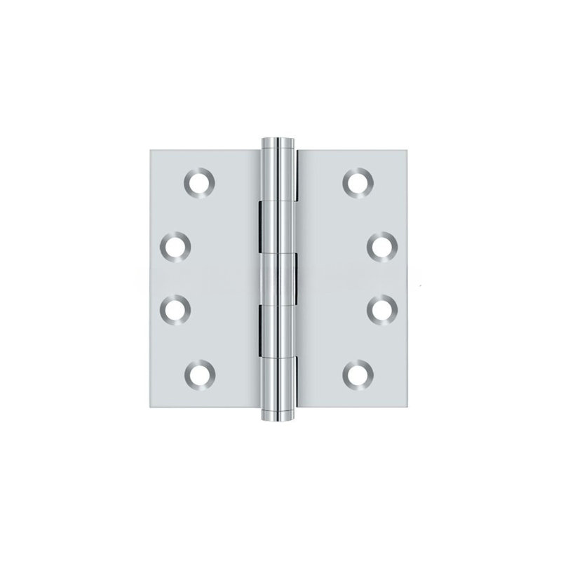Deltana DSB45 4" x 4" Square Hinges in Antique Brass Pair, Polished Chrome