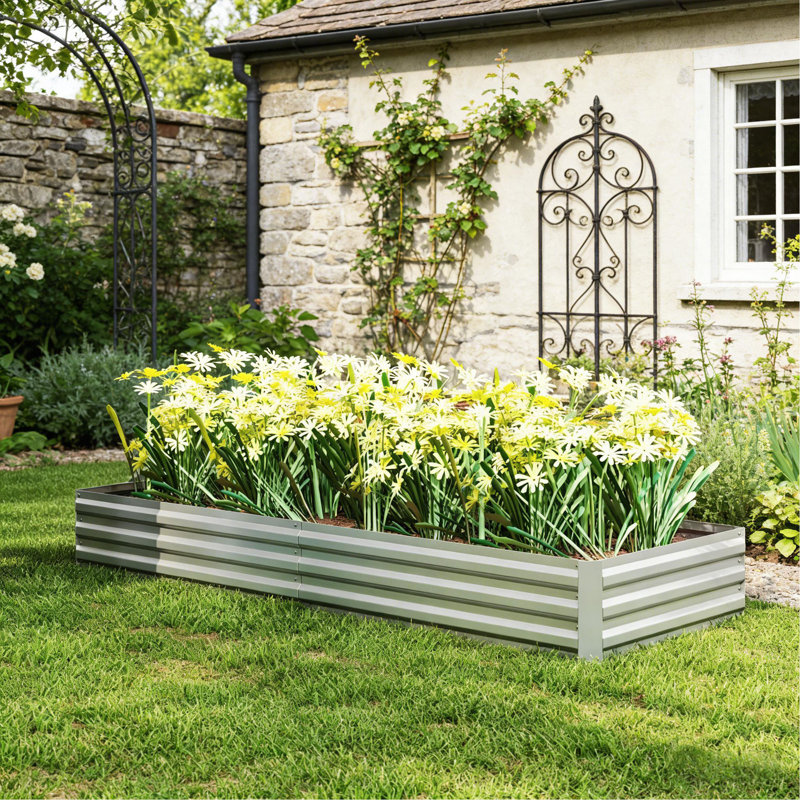Flower Box,Plant Box,Garden Bed,Metal Raised Planter Box