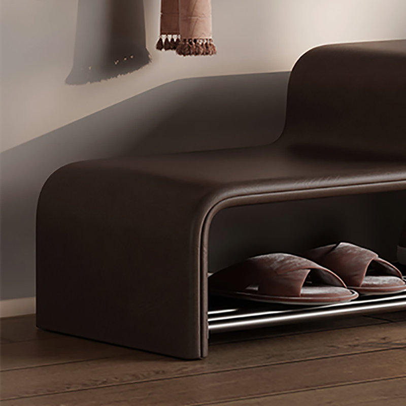 47.2in Leather Shoe Bench, Coffee